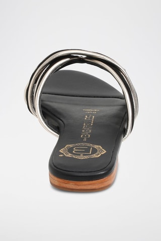 Mules em couro - Preto e dourado