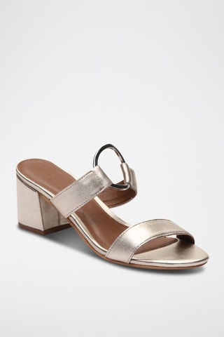 Mules de salto em couro de nappa Jolan - Dourado