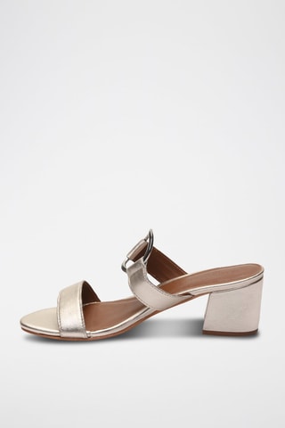 Mules de salto em couro de nappa Jolan - Dourado