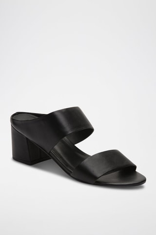 Mules de salto em couro nappa Gina - Preto