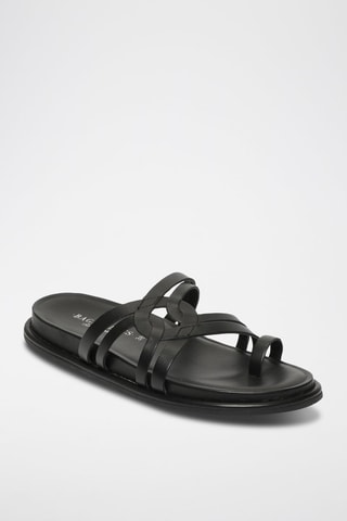 Mules em couro Crema - Preto