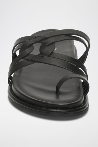 Mules em couro Crema - Preto