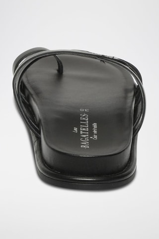 Mules em couro Crema - Preto