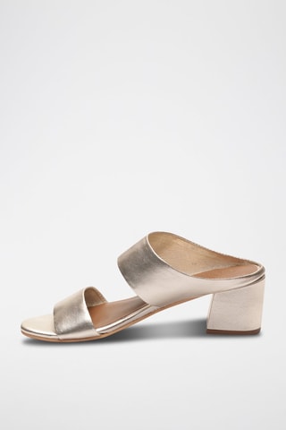 Mules de salto em couro nappa Gina - Dourado