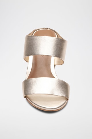 Mules de salto em couro nappa Gina - Dourado