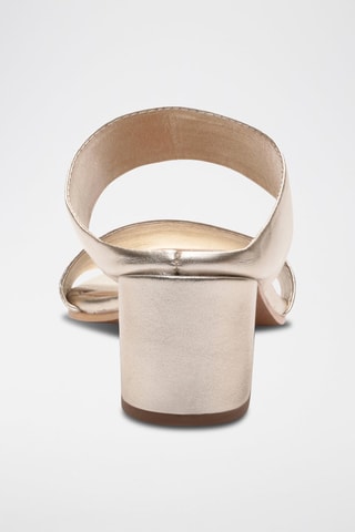Mules de salto em couro nappa Gina - Dourado