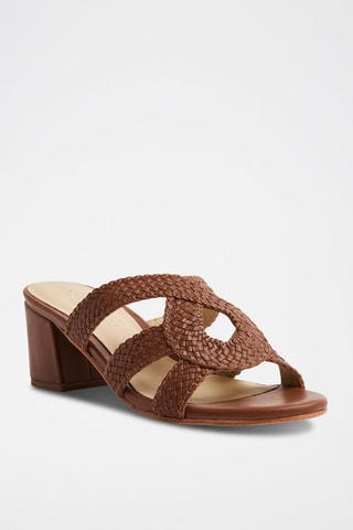 Mules de salto em couro de cabra Gurnoor - Camel