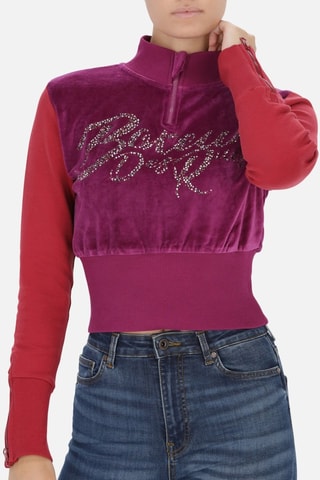 Sweater van 2 Materialen - Fuchsia en Rood  - Rood en roze