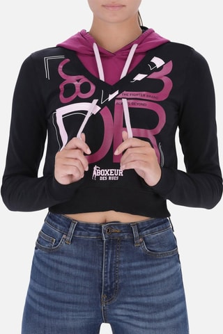 Sweater trompe-l’œil en capuchon - Zwart - Zwart