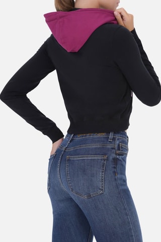 Sweater trompe-l’œil en capuchon - Zwart - Zwart