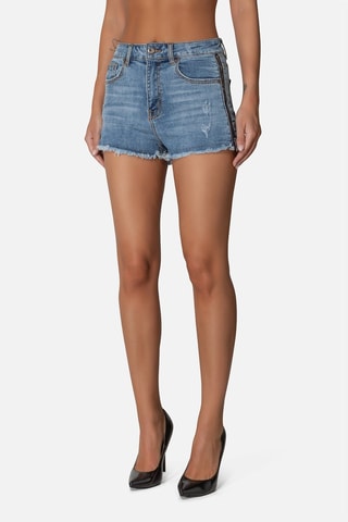 Spijkershort Hoge Taille - Lichtblauw - Hemelsblauw