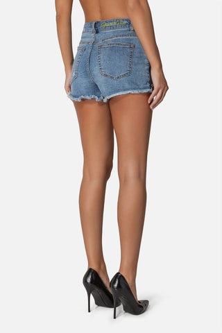 Spijkershort Hoge Taille - Lichtblauw - Hemelsblauw