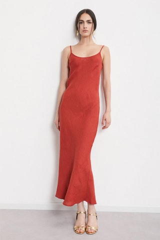 Robe fourreau en lin - Rouge