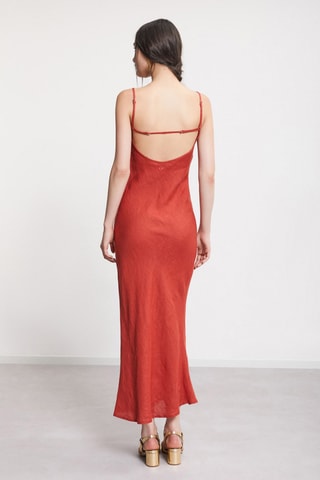 Robe fourreau en lin - Rouge