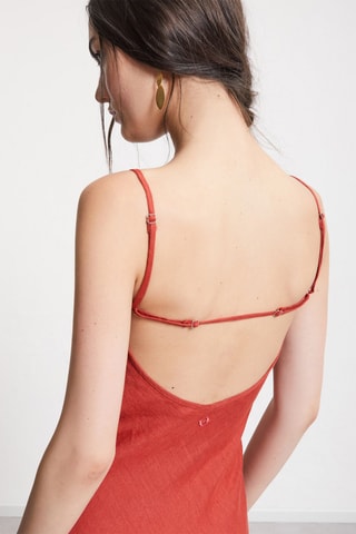 Robe fourreau en lin - Rouge