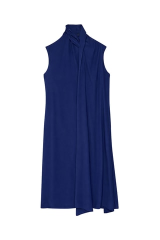 Robe midi en soie - Bleu foncé