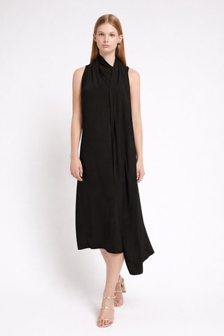 Robe midi en soie - Noir