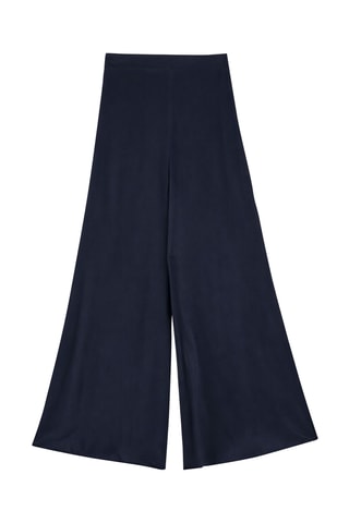 Pantalon taille haute en soie - Bleu