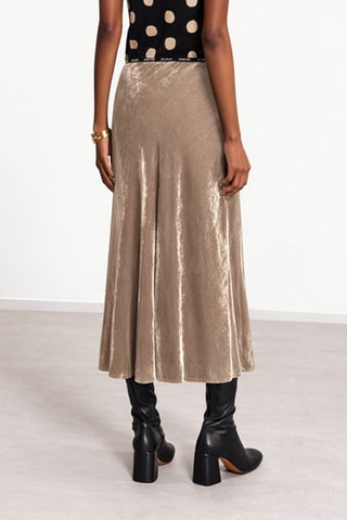 Jupe midi en velours - Gris