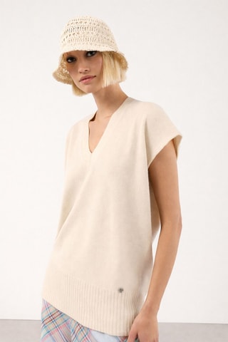 Pull sans manches en laine et cachemire - Blanc
