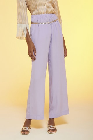 Pantalon en soie taille haute - Violet