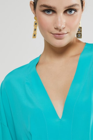 Robe longue en soie - Turquoise