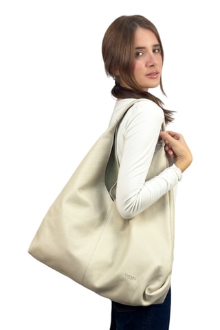 Leren Shopper en Clutch - Beige