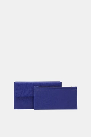 Leren Clutch en Pasjeshouder - Blauw