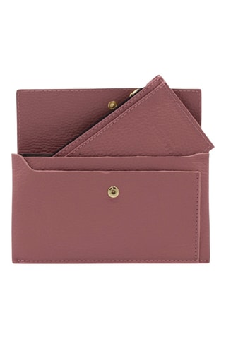 Leren Clutch en Pasjeshouder - Roze