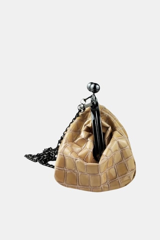 Leren Clutch - Beige