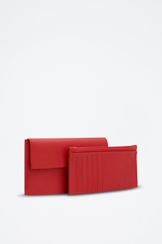 Leren Clutch en Pasjeshouder Frida - Rood