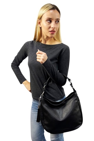 Leren Trendy Handtas Annalisa - Zwart