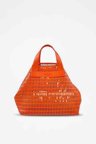 Leren Shopper en Clutch Sarin - Oranje