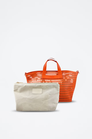 Leren Shopper en Clutch Sarin - Oranje