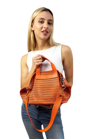 Leren Shopper en Clutch Sarin - Oranje