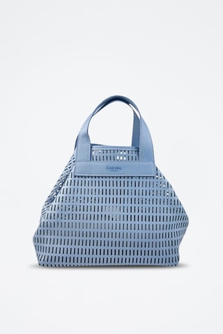 Leren Shopper en Clutch Sarin - Lichtblauw