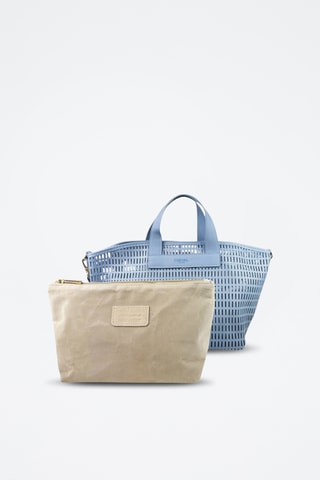 Leren Shopper en Clutch Sarin - Lichtblauw