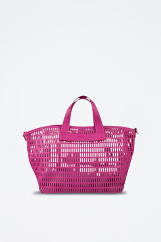 Leren Shopper en Clutch Sarin - Fuchsia