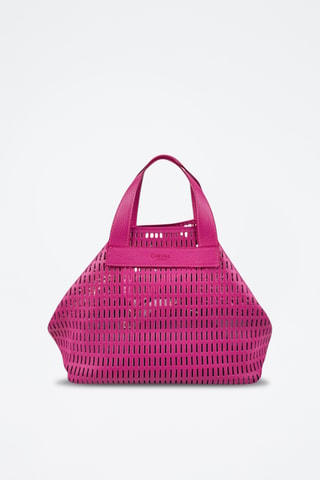 Leren Shopper en Clutch Sarin - Fuchsia
