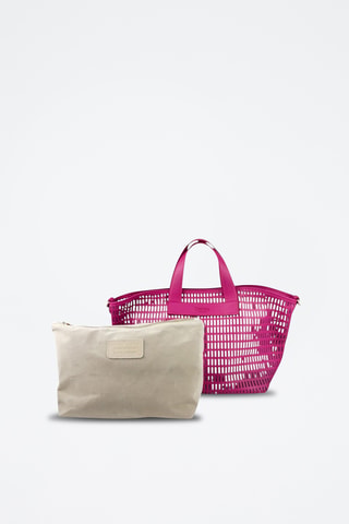 Leren Shopper en Clutch Sarin - Fuchsia
