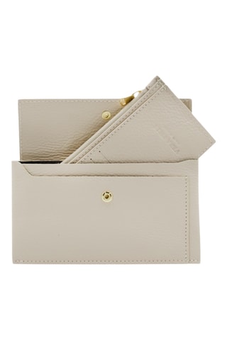 Leren Clutch en Pasjeshouder - Beige