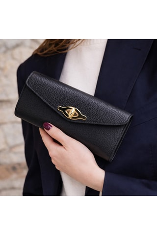 Leren Clutch Piccola Mary - Zwart