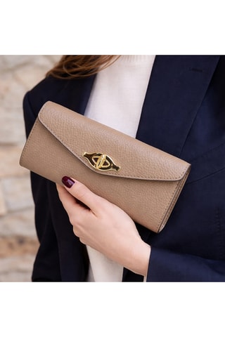 Leren Clutch Piccola Mary - Taupe