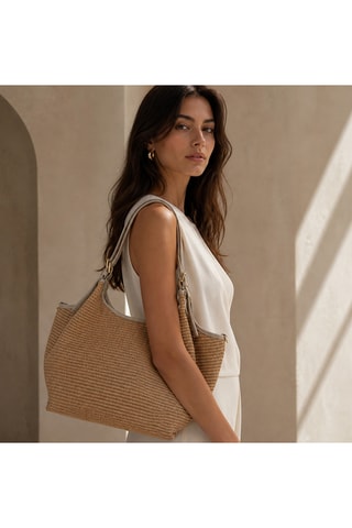 Leren Schoudertas Ocean - Beige