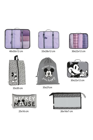 Kit de viagem Mickey Disney - 8 peças - Cinzento e preto