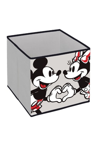 Cubo de arrumação Mickey e Minnie Disney - 31 x 31 x 31 cm - Preto e cinzento