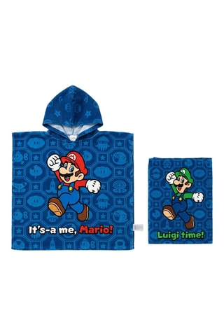 Poncho com capuz Super Mario - Azul