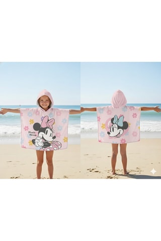 Poncho de praia com capuz Minnie Disney - Rosa