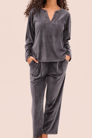 Pantalón de pijama de terciopelo Byron - Gris oscuro