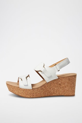 Sandales compensées en cuir Rosa Lane - Blanc